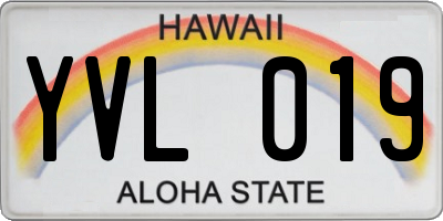HI license plate YVL019