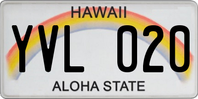 HI license plate YVL020