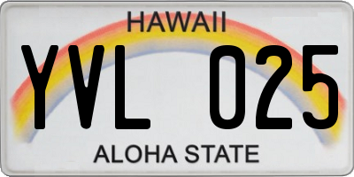 HI license plate YVL025