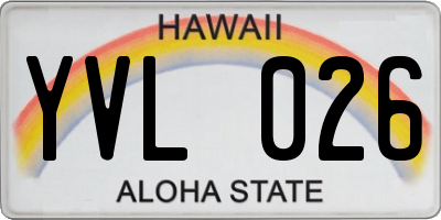 HI license plate YVL026