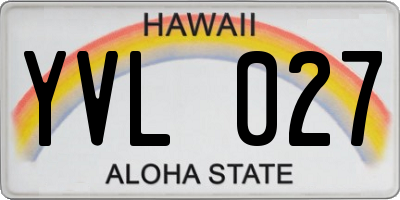 HI license plate YVL027