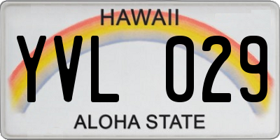 HI license plate YVL029