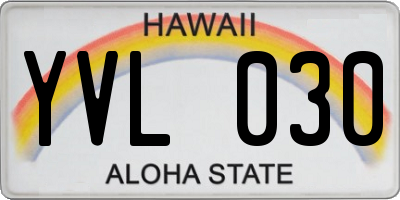 HI license plate YVL030