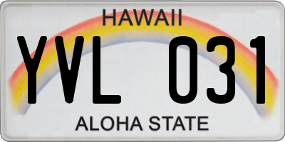 HI license plate YVL031