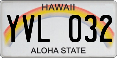 HI license plate YVL032