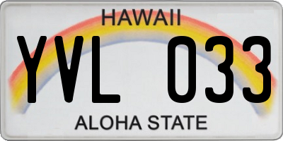 HI license plate YVL033