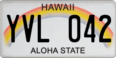 HI license plate YVL042