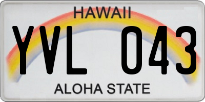 HI license plate YVL043