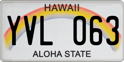 HI license plate YVL063