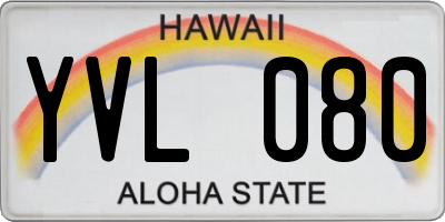 HI license plate YVL080