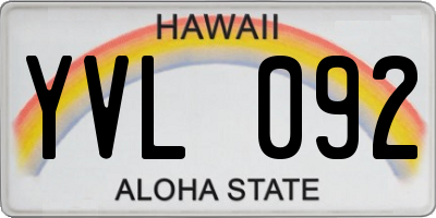HI license plate YVL092