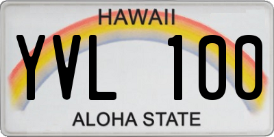 HI license plate YVL100