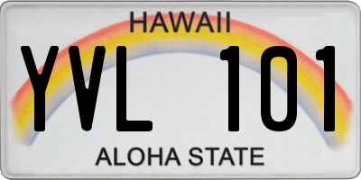 HI license plate YVL101