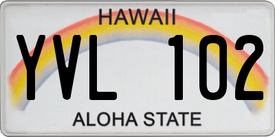 HI license plate YVL102