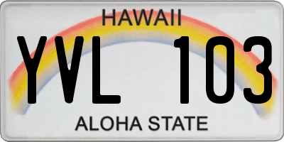 HI license plate YVL103