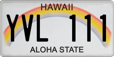 HI license plate YVL111