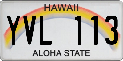 HI license plate YVL113