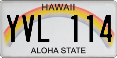 HI license plate YVL114
