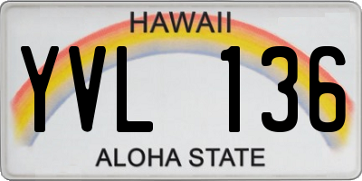 HI license plate YVL136