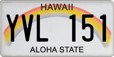 HI license plate YVL151