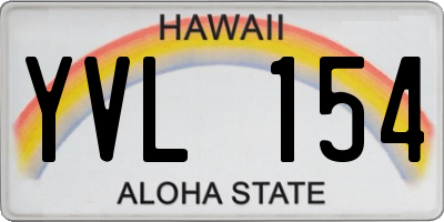 HI license plate YVL154