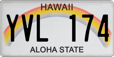 HI license plate YVL174