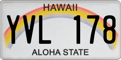 HI license plate YVL178