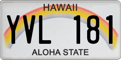 HI license plate YVL181