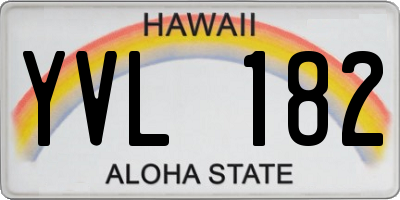 HI license plate YVL182
