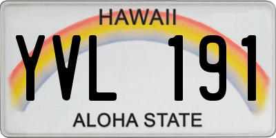 HI license plate YVL191