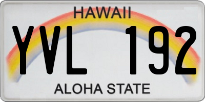 HI license plate YVL192