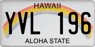 HI license plate YVL196