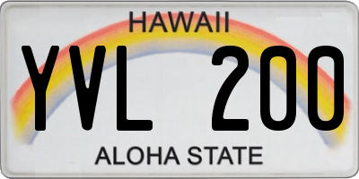 HI license plate YVL200