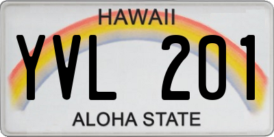 HI license plate YVL201