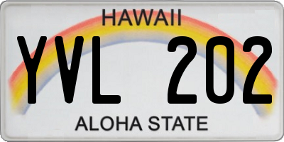 HI license plate YVL202