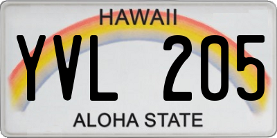 HI license plate YVL205