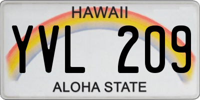 HI license plate YVL209