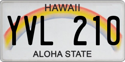 HI license plate YVL210