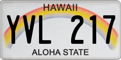 HI license plate YVL217