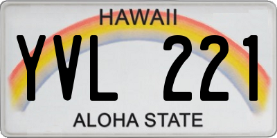 HI license plate YVL221