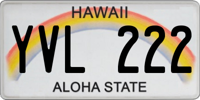 HI license plate YVL222