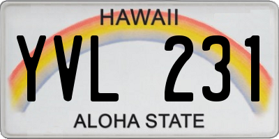 HI license plate YVL231