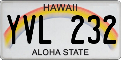 HI license plate YVL232