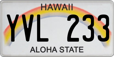 HI license plate YVL233