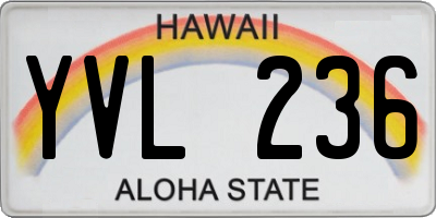 HI license plate YVL236