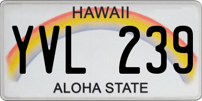 HI license plate YVL239