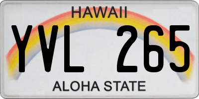 HI license plate YVL265