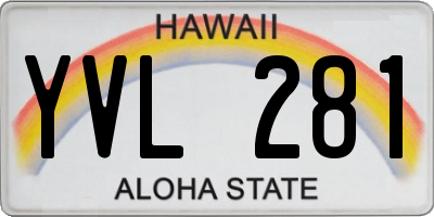 HI license plate YVL281