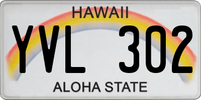 HI license plate YVL302