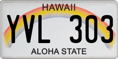 HI license plate YVL303